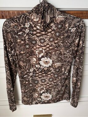 Ulla Johnson Women's Brown and Cream Floral Long-Sleeve turtleneck